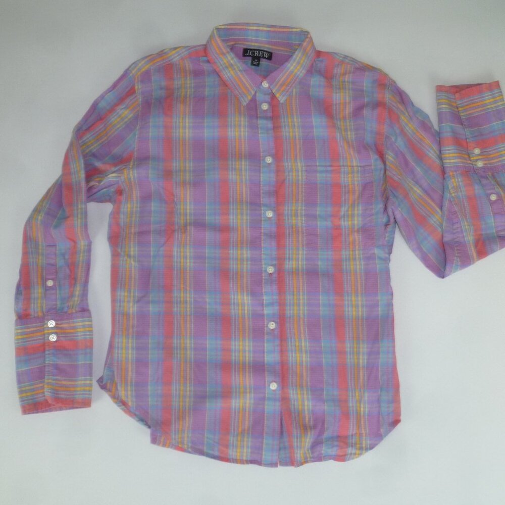 Re-Imagined J Crew Womens Button Up Shirt Size 14 Soft Plaid Pastel